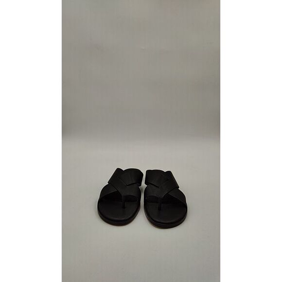 Eileen Fisher Women Kisto Leather Crisscross Thong Sandals Shoes Black 6 - Picture 2 of 3